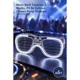 Yenilig 4 Adet Beyaz LED Işıklı Parti Gözlüğü – Neon Şerit Tasarım, 3 Modlu, Pil Ile Çalışan, Unisex Party Glasses