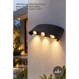 Yenilig 4 Adet CT-8011G Dış Mekan LED Aplik – 10W Günışığı IP64 Siyah Kasa, Bahçe Duvar Aydınlatma, Outdoor Wall Light CT-8011