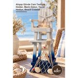 Yenilig 4 Adet Deniz Yıldızı Figürlü Cankurtaran Kulesi Biblo ve Mumluk – Ahşap Gövde Cam Tealight Holder, Marin Dekor, Yazlık Hediye, Beach Coastal