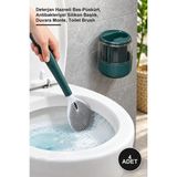Yenilig 4 Adet Hazneli Silikon Tuvalet Temizleme Fırçası – Deterjan Hazneli Bas-Püskürt, Silikon Başlık, Duvara Monte, Toilet Brush