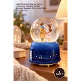 Yenilig 4 Adet Işıklı Müzikli Orta Boy Kar Küresi – Cam Fanus, Polyester Gövdeli Dekoratif Masaüstü Biblo, Snow Globe