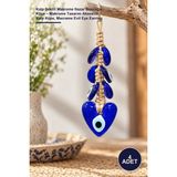 Yenilig 4 Adet Kalp Şekilli Makrome Nazar Boncuğu Küpe – Makrome Tasarım Aksesuar, Kalp Küpe, Macrame Evil Eye Earring