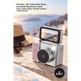 Yenilig 4 Adet Mini Vlog Kamerası – 2k Video, 180° Katlanabilir Ekran, Anahtarlık Boyutunda, Dahili Flaş, Çoklu Filtre, Pocket Camera