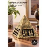 Yenilig 4 Adet Mısır Piramidi – Polyester ve Taş Tozu Dekoratif Figür, Masaüstü Süsleme, Decor Pyramid, Corn Pyramid
