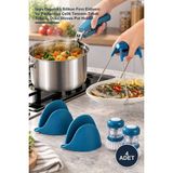 Yenilig 4 Adet Mutfak Yanma Önleyici Seti – Isıya Dayanıklı Silikon Fırın Eldiveni ve Paslanmaz Çelik Tencere-Tabak Tutucu, Oven Gloves Pot Holder