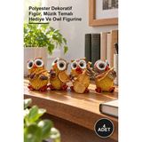 Yenilig 4 Adet Müzisyen Baykuşlar Biblo – Polyester Dekoratif Figür, Müzik Temalı Hediye ve Owl Figurine