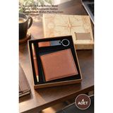 Yenilig 4 Adet Taba Cüzdan Kalem Anahtarlık Seti – Suni Deri 6 Kartlı Roller Metal Kalem Deri Anahtarlık Hediye Kutulu Erkek Wallet Pen Keychain