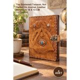 Yenilig 4 Adet Taşlı Deri Defter – Taş Süslemeli Tasarım, Not Defteri ve Journal, Leather Notebook 18 x 13 cm