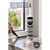 Yenilig 4 Adet Universal Silikon – Siyah Dolgu Silikonu 280 gr Kartuş, Esnek Silikon Mastik Sealant