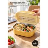 Yenilig 5 Adet 2 Bölmeli Yemek Kabı – 304 Paslanmaz Çelik Iç Hazne, Sızdırmaz Kilitli Sefer Tası, Kapak Üstü Kaşık/çatal Bölmeli Lunchbox