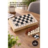 Yenilig 5 Adet Ahşap Kutulu Satranç ve Tavla Seti – 28 cm Tahta, Katlanabilir Olmayan Oyun Kutusu, Chess ve Backgammon