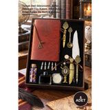 Yenilig 5 Adet Harry Potter 07 Lüx Divit Seti – Temalı Deri Görünümlü Defter, Dekoratif Tüy Kalem, Divit Uçları, Kitap Ayracı ve Hediye Kutusu