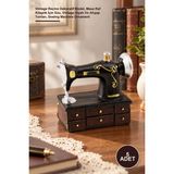 Yenilig 5 Adet Nostaljik Dikiş Makinesi Biblo – Vintage Reçine Dekoratif Model, Masa Raf Kitaplık Için Süs, Vintage Siyah ve Ahşap Tonları, Sewing Machine Ornament