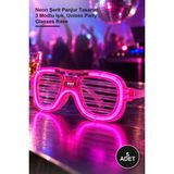 Yenilig 5 Adet Pembe LED Işıklı Parti Gözlüğü – Neon Şerit Panjur Tasarım, 3 Modlu Işık, Unisex Party Glasses Rave