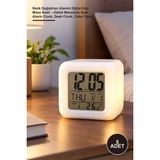 Yenilig 5 Adet Renk Değiştiren Alarmlı Dijital Küp Masa Saati – Dijital Masaüstü Saat, Alarm Clock, Desk Clock, Cube Clock