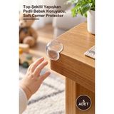 Yenilig 5 Adet Silikon Şeffaf Masa Kenarı Köşe Koruması – Top Şekilli Yapışkan Pedli Bebek Koruyucu, Soft Corner Protector