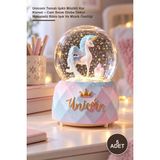 Yenilig 5 Adet Unicorn Temalı Işıklı Müzikli Kar Küresi – Cam Snow Globe Dekor Masaüstü Biblo Işık ve Müzik Özelliği