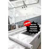 Yenilig 5 Metre Beyaz Mermer Folyo Desenli Beyaz Mermer Folyo Tezgah Duvar Buzdolabı Kaplama Folyosu