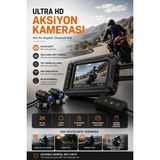 Yenilig Aksiyon Kamerası Ultra Hd 2k Wifi Motosiklet Kamera Ön Arka Çift Lens 155° Geniş Açı Su Geçirmez Kayıt Kamerası