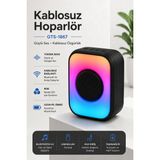 Yenilig Bluetooth Hoparlör Kablosuz Taşınabilir Rgb Işıklı Wireless Speaker GTS-1867 Siyah Extra Bass USB Tf Kart Aux Destekli