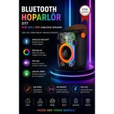 Yenilig Bluetooth Hoparlör Rgb Işıklı 10W Kablosuz Hoparlör Taşınabilir Speaker D77 Siyah USB Destekli Güçlü Bass