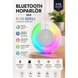 Yenilig Bluetooth Hoparlör Rgb Işıklı Kablosuz Speaker D65 Beyaz Taşınabilir Bluetooth Ses Sistemi USB Tf Kart Destekli Güçlü Bass Kablosuz Hoparlör