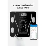 Yenilig Bluetooth Özellikli Akıllı Tartı Vücut Analizli Dijital Baskül Yağ, Kas, Su, Bmı Ölçer Mobil Uyumlu Siyah