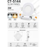 Yenilig CT-5144 Slim Panel 3W Beyaz Işık 6400K – 8,3 cm Yuvarlak Sıva Altı LED Spot Panel