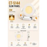 Yenilig CT-5144 Slim Panel 3W Sarı Işık 3200K – 8,3 cm Yuvarlak Sıva Altı LED Spot Panel