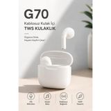 Yenilig G70 Bluetooth Kulaklık Kulak Içi Tws Kablosuz Kulaklık | Hd Mikrofon | Güçlü Bass | Dokunmatik Kontrol | Android & Ios Uyumlu | Beyaz