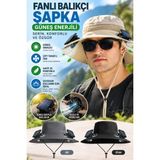 Yenilig Güneş Enerjili Fanlı Balıkçı Şapkası Çift Fanlı Outdoor Serinletici Güneş Şapkası