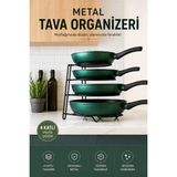 Yenilig Metal Tava Organizeri 4 Katlı Tava Rafı Mutfak Düzenleyici Yer Tasarruflu Tencere Standı Çok Renkli