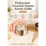 Yenilig Profesyonel Yuvarlak Hamur Kesme Kalıbı 7.5 cm – Paslanmaz Çelik Mantı, Kurabiye, Poğaça, Donut ve Mini Turta Hamur Kesici Kalıp