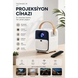 Yenilig Projeksiyon Cihazı Taşınabilir Ev Sineması 4K Destekli 1080P Android Bluetooth Akıllı Projektör Wifi Mini Projeksiyon Beyaz