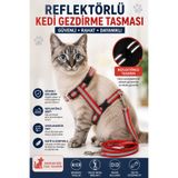 Yenilig Reflektörlü Kedi Gezdirme Tasması Ayarlanabilir Göğüs Tasması ve Gezdirme İpi Seti Güvenli Kedi Tasması
