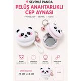 Yenilig Sevimli Panda Tasarımlı Peluş Anahtarlıklı Cep Aynası 7.5 cm Çok Renkli