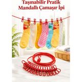 Yenilig Taşınabilir Pratik Mandallı Çamaşır Ipi – Kamp, Seyahat, Balkon ve Ev Kullanımı Için Askılı Çamaşır Kurutma Ipi