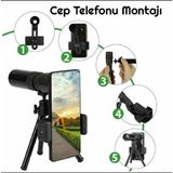 Yenilzd 10-300X40MM Monoküler Teleskop-Evrensel Telefon Klipsi-Tripod - 18S-Siyah