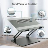 Yenilzd Full Alüminyum Ayarlanabilir MacBook Laptop Standı 10-17 Inç - Bej - Gri