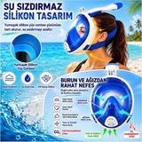 Yenilzd Panoramik Görüşlü Deniz Gözlüğü Tam Yüz Şnorkel Maske Dry Top Sistem Şnorkel Seti (Sm - Beden