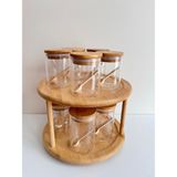 Yeninesilevim 5li 250 ml ve 5li 200 ml Cam Kavanoz ile 10 Ahşap Kaşık ve Iki Katlı Ahşap Dönen Stand