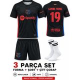 Yensa Barcelona Lamine Yamal Siyah Çocuk Futbol Forması Takımı 3 Parça Çorap Hediyeli - 9 - 10 Yaş