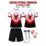 yenteks Çocuk Futbol Forması Beyaz Kırmızı Örümcek Adam Dijital Baskı 4 parça