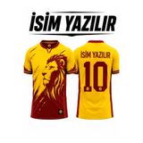 yenteks İsim Yazılır Taraftar Futbol Forması Arslan Temalı Sarı-Kırmızı Forma Yetişkin+Çocuk