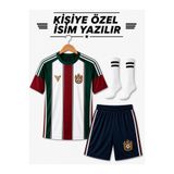 yenteks İsim Yazılır Yeşil-Beyaz-Kırmızı Çocuk Futbol Forması Takımı Çorap Hediyeli