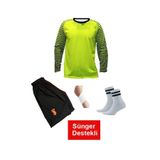 yenteks Kaleci Uzun Kol Korumalı Yeşil 4 Lü Set Çocuk Kaleci Forması Forma+Şort (çorap+bileklik) hediye