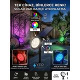 Yeo Aydınlatma 18W RGB Bahçe Aydınlatması Solar Güneş Enerjili Çok Renkli LED Çim Kazıklı Projektör IP64 Su Geçirmez ABS Plastik