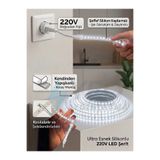 YEO AYDINLATMA 220V Doğrudan Fişli Trafosuz Beyaz Şeffaf Silikonlu Şerit LED - IP67 Su Geçirmez Kendinden Yapışkanlı