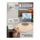 YEO AYDINLATMA 220V Doğrudan Fişli Trafosuz Günışığı Şeffaf Silikonlu Şerit LED - IP67 Su Geçirmez Kendinden Yapışkanlı Dış Mekan Esnek LED Aydınlatma