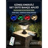 Yeo Aydınlatma Güneş Enerjili Solar Set Üstü Bahçe Apliği - Uzaktan Kumandalı Çok Renkli Rgb Dış Mekan Su Geçirmez Aydınlatma